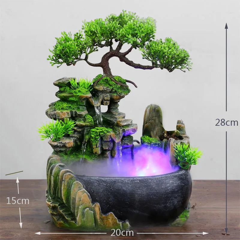 SERENOVA – Modern Waterfall Fountain with Color-Changing LED Ambiance